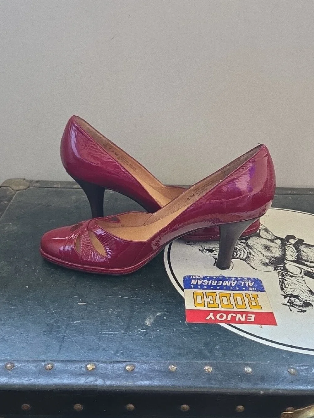 Women's Red Patent Sofft Cutout Pumps